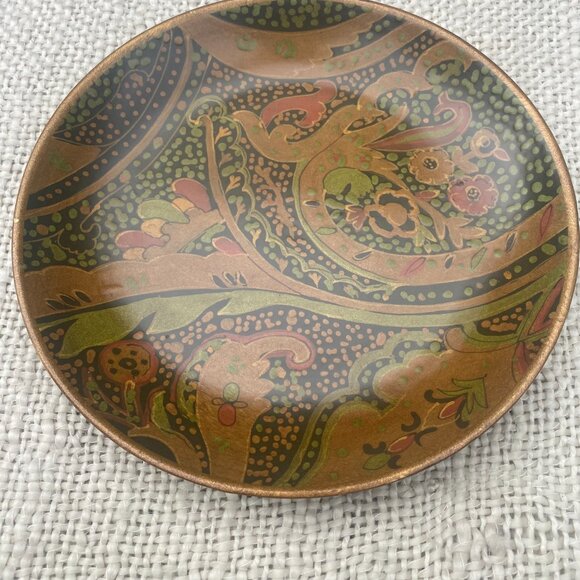 Set of 4 Oriental Accents Paisley Floral Decorative Asian Charger Plates Brown - Picture 2 of 7